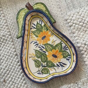 Hand-Painted Pear-Shaped Ceramic Platter